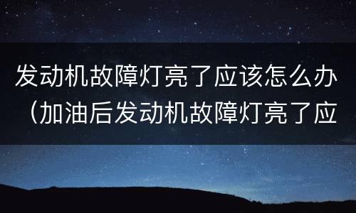 发动机故障灯亮了应该怎么办（加油后发动机故障灯亮了应该怎么办）
