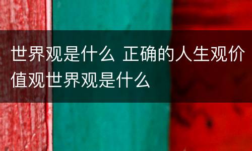 世界观是什么 正确的人生观价值观世界观是什么