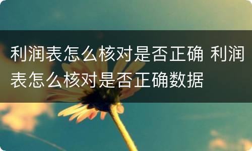 利润表怎么核对是否正确 利润表怎么核对是否正确数据