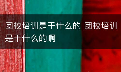 团校培训是干什么的 团校培训是干什么的啊