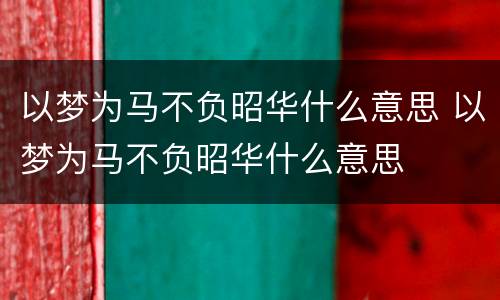 以梦为马不负昭华什么意思 以梦为马不负昭华什么意思