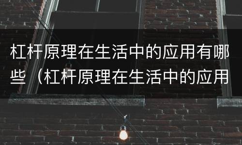 杠杆原理在生活中的应用有哪些（杠杆原理在生活中的应用有哪些图片）