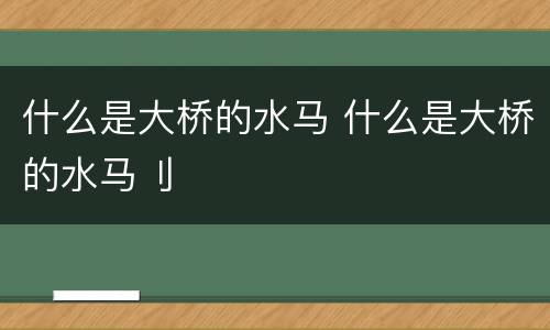 什么是大桥的水马 什么是大桥的水马刂