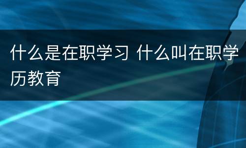 什么是在职学习 什么叫在职学历教育