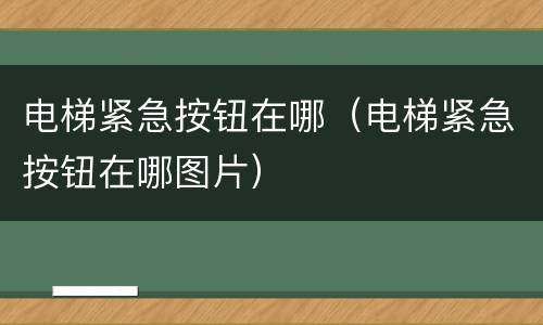 电梯紧急按钮在哪（电梯紧急按钮在哪图片）