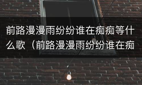 前路漫漫雨纷纷谁在痴痴等什么歌（前路漫漫雨纷纷谁在痴痴等是那首歌词）