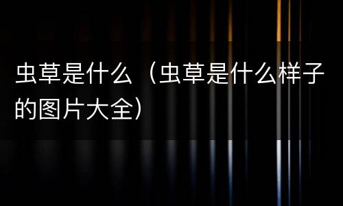 虫草是什么（虫草是什么样子的图片大全）
