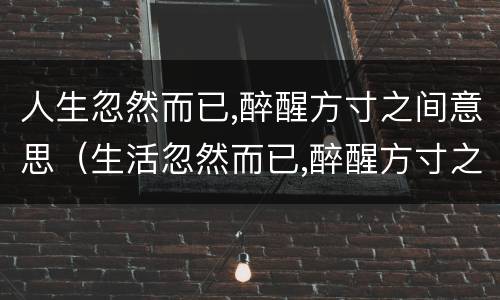 人生忽然而已,醉醒方寸之间意思（生活忽然而已,醉醒方寸之间）