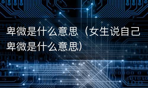 卑微是什么意思（女生说自己卑微是什么意思）