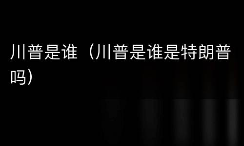 川普是谁（川普是谁是特朗普吗）