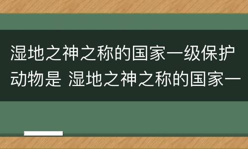 湿地之神之称的国家一级保护动物是 湿地之神之称的国家一级保护动物是