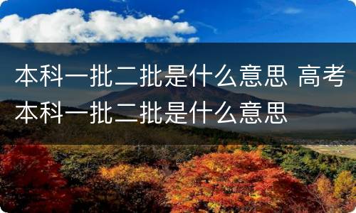 本科一批二批是什么意思 高考本科一批二批是什么意思