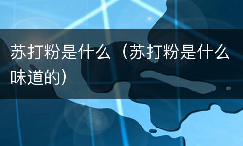 苏打粉是什么（苏打粉是什么味道的）
