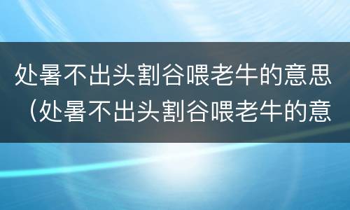 处暑不出头割谷喂老牛的意思（处暑不出头割谷喂老牛的意思简短）