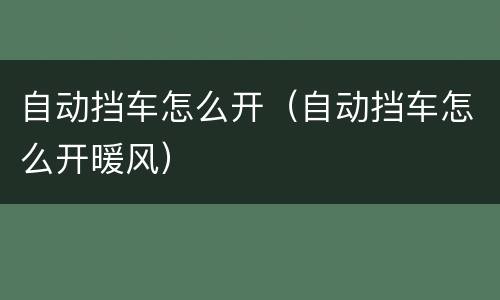 自动挡车怎么开（自动挡车怎么开暖风）