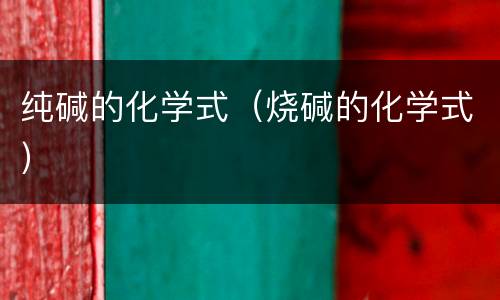 纯碱的化学式（烧碱的化学式）