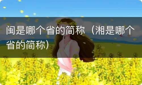 闽是哪个省的简称（湘是哪个省的简称）