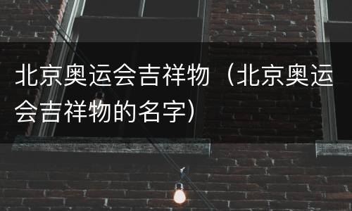 北京奥运会吉祥物（北京奥运会吉祥物的名字）