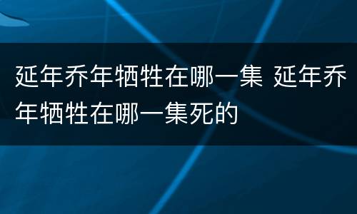 延年乔年牺牲在哪一集 延年乔年牺牲在哪一集死的