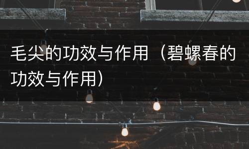 毛尖的功效与作用（碧螺春的功效与作用）
