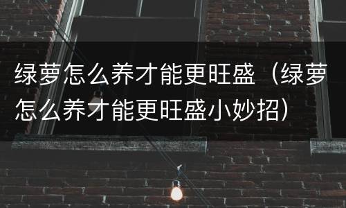 绿萝怎么养才能更旺盛（绿萝怎么养才能更旺盛小妙招）