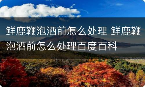 鲜鹿鞭泡酒前怎么处理 鲜鹿鞭泡酒前怎么处理百度百科