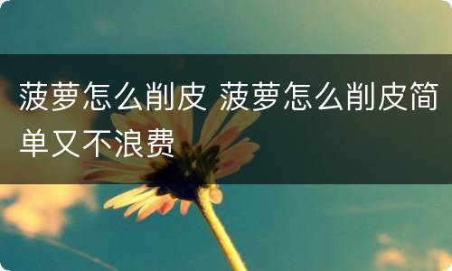 菠萝怎么削皮 菠萝怎么削皮简单又不浪费