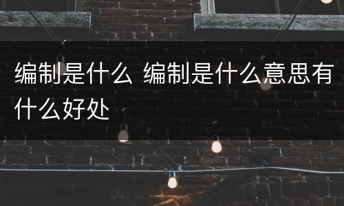 编制是什么 编制是什么意思有什么好处