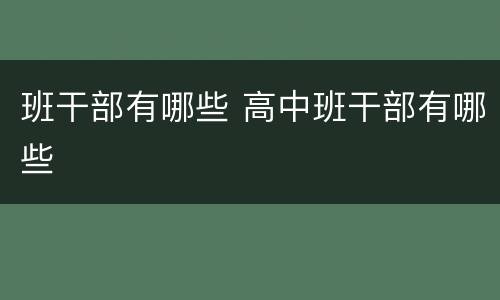 班干部有哪些 高中班干部有哪些