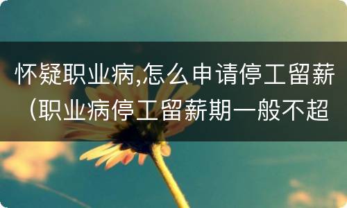 怀疑职业病,怎么申请停工留薪（职业病停工留薪期一般不超过几个月）