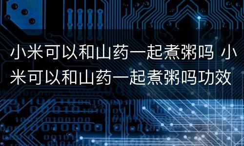 小米可以和山药一起煮粥吗 小米可以和山药一起煮粥吗功效