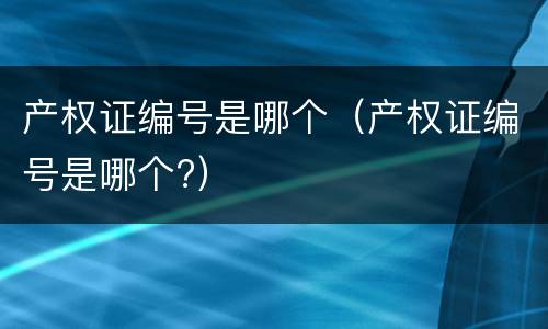 产权证编号是哪个（产权证编号是哪个?）