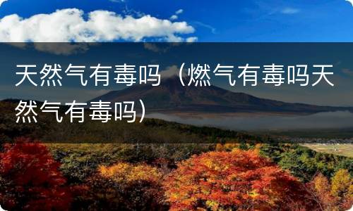 天然气有毒吗（燃气有毒吗天然气有毒吗）