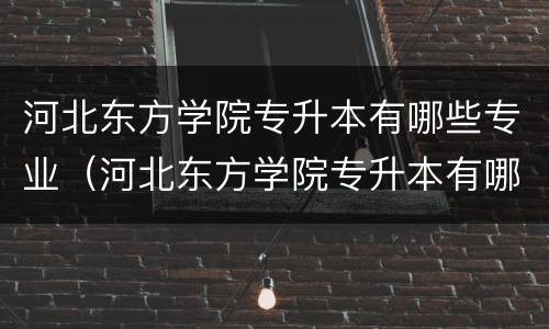 河北东方学院专升本有哪些专业（河北东方学院专升本有哪些专业可以选）