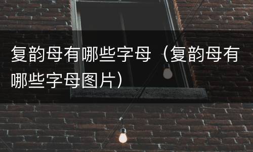 复韵母有哪些字母（复韵母有哪些字母图片）