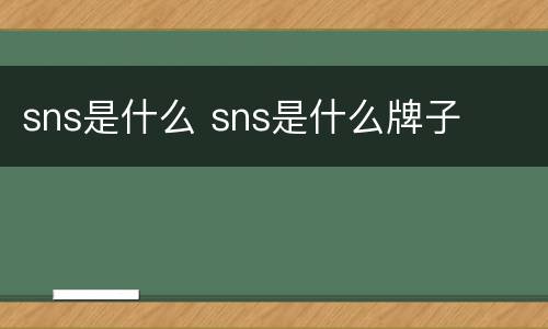 sns是什么 sns是什么牌子