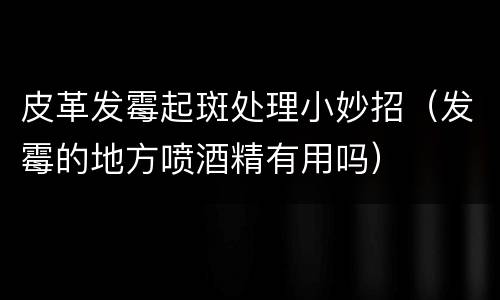 皮革发霉起斑处理小妙招（发霉的地方喷酒精有用吗）