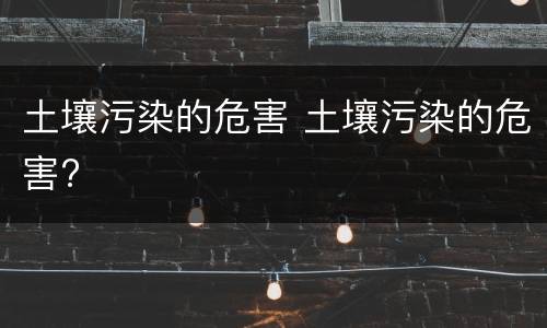 土壤污染的危害 土壤污染的危害?