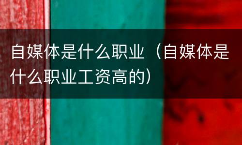 自媒体是什么职业（自媒体是什么职业工资高的）