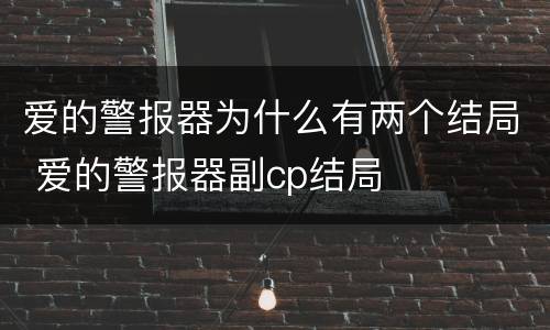 爱的警报器为什么有两个结局 爱的警报器副cp结局