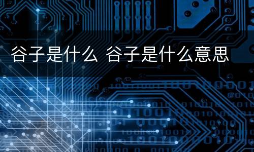 谷子是什么 谷子是什么意思