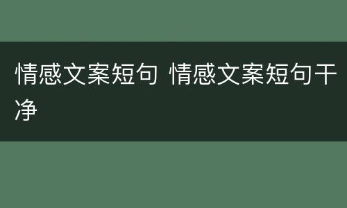 情感文案短句 情感文案短句干净