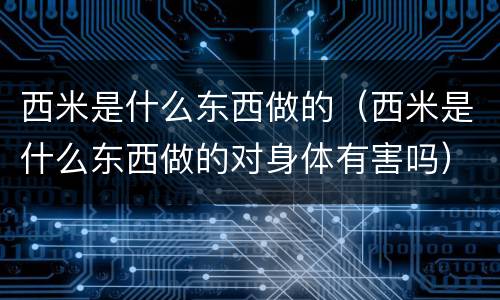 西米是什么东西做的（西米是什么东西做的对身体有害吗）