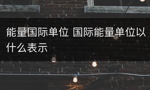 能量国际单位 国际能量单位以什么表示