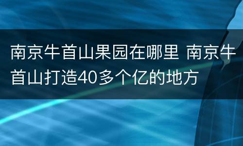 南京牛首山果园在哪里 南京牛首山打造40多个亿的地方