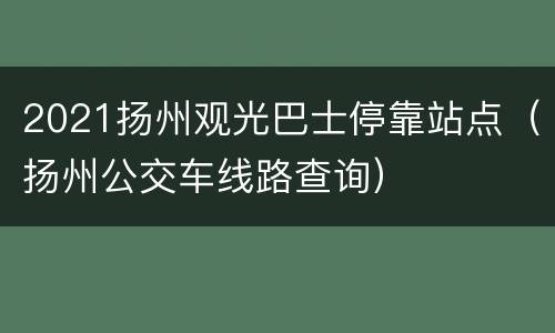 2021扬州观光巴士停靠站点（扬州公交车线路查询）