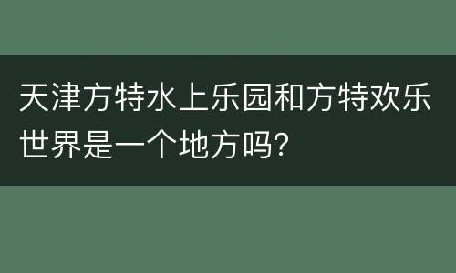 天津方特水上乐园和方特欢乐世界是一个地方吗？