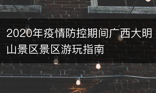 2020年疫情防控期间广西大明山景区景区游玩指南