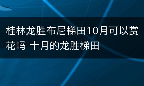 桂林龙胜布尼梯田10月可以赏花吗 十月的龙胜梯田
