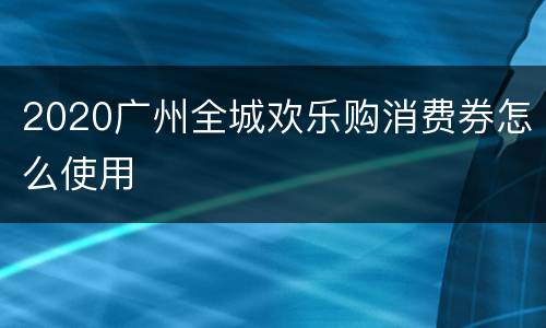 2020广州全城欢乐购消费券怎么使用
